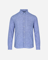 Camisa Regular Fit Azul Diseño Liso De Manga Larga