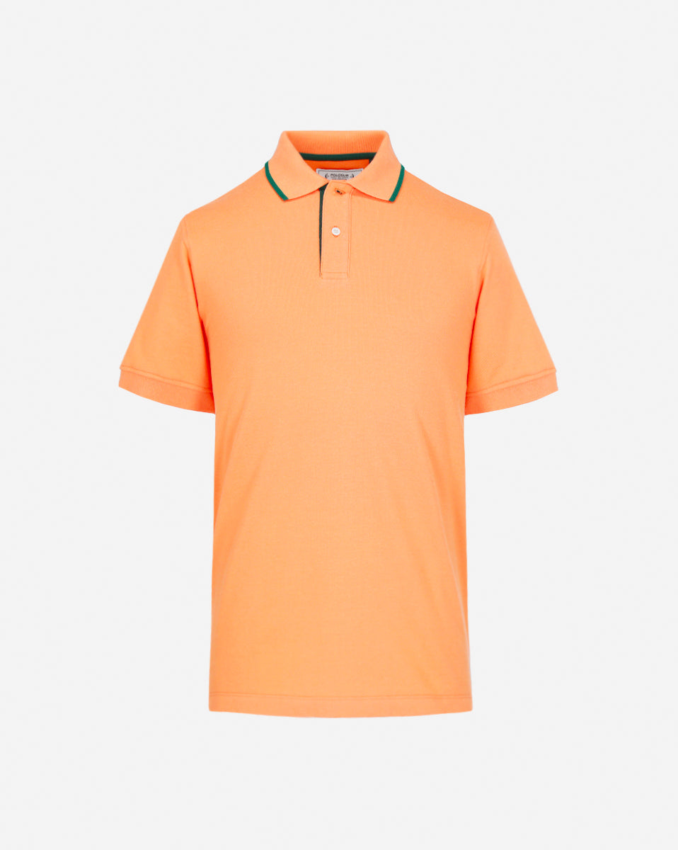 Polo Piqué con Contrastes Naranja - Main Image