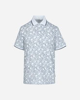 Polo Piqué Estampado Cuello Camisero Blanco