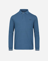 Polo Pique Liso Manga Larga Azul Grisaseo