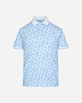 Polo Pique Estampado Floral Azul Claro