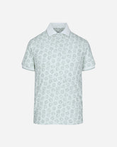 Polo En Tejido Pique Estampado Floral Olivo En Fondo Claro