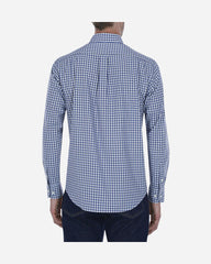 Camisa Casual Popelina Cuadros Azul