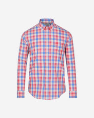 Camisa Casual Popelina Estilo Madras Rojo