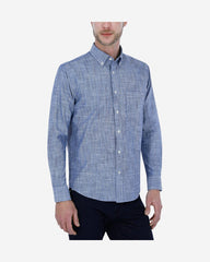 Camisa Casual Slub Azul