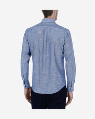 Camisa Casual Slub Azul