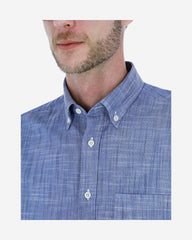Camisa Casual Slub Azul