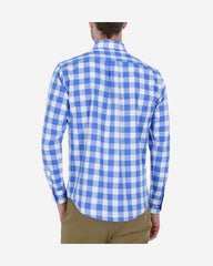 Camisa Casual Slub a Cuadros Azul Claro
