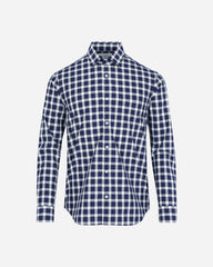 Camisa Casual Popelina Cuadros Marino