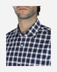 Camisa Casual Popelina Cuadros Marino