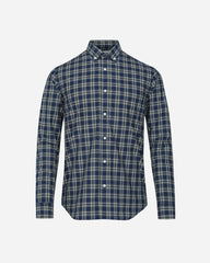 Camisa Casual Popelina Cuadros Marino