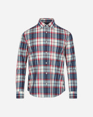 Camisa Casual Popelina Cuadros Rojo