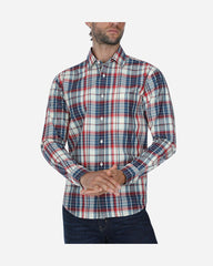 Camisa Casual Popelina Cuadros Rojo