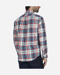 Camisa Casual Popelina Cuadros Rojo