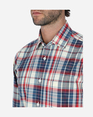 Camisa Casual Popelina Cuadros Rojo