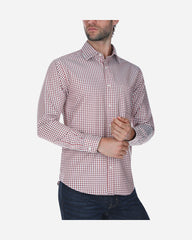 Camisa Casual Popelina Cuadros Rojo