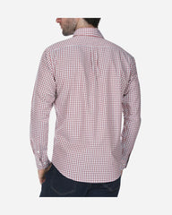 Camisa Casual Popelina Cuadros Rojo