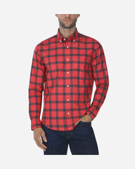 Camisa Casual Popelina Cuadros Rojo