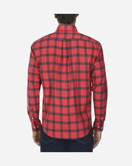 Camisa Casual Popelina Cuadros Rojo
