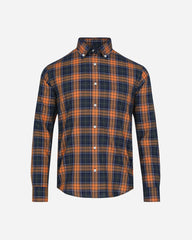 Camisa Casual Popelina Cuadros Naranja