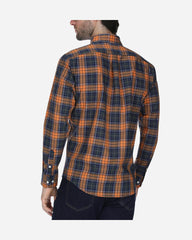 Camisa Casual Popelina Cuadros Naranja