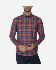 Camisa Casual Popelina Cuadros Rojo