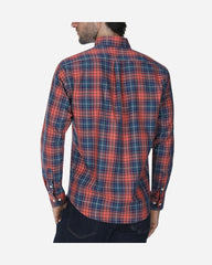 Camisa Casual Popelina Cuadros Rojo
