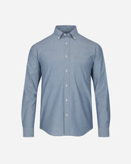 Camisa Popelina Manga Larga Azul Griséceo