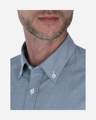 Camisa Popelina Manga Larga Azul Griséceo