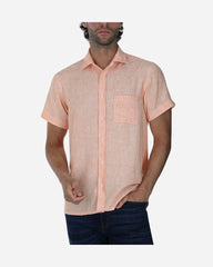 Camisa Sport Manga Corta Efecto Lino Naranja