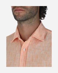Camisa Sport Manga Corta Efecto Lino Naranja