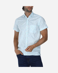 Camisa Sport Diseño Floreado Azul Claro