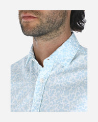 Camisa Sport Diseño Floreado Azul Claro