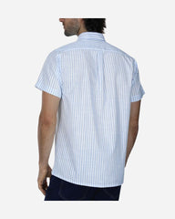 Camisa Regular Fit Azul Claro A Rayas De Manga Corta