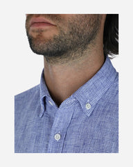 Camisa Regular Fit Azul Diseño Liso De Manga Larga