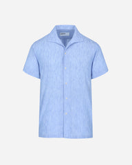 Camisa Regular Fit Azul Diseño Liso De Manga Corta