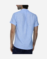 Camisa Regular Fit Azul Diseño Liso De Manga Corta