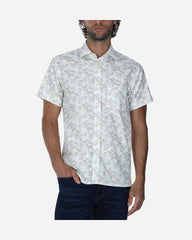 Camisa Slub Print Floreado Beige