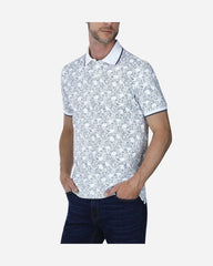 Polo Piqué Estampado Cuello Camisero Blanco