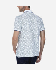 Polo Piqué Estampado Cuello Camisero Blanco