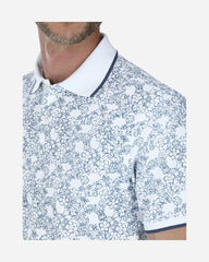 Polo Piqué Estampado Cuello Camisero Blanco