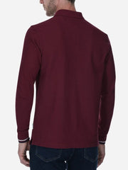 Polo Pique Liso Manga Larga Vino