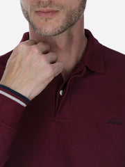 Polo Pique Liso Manga Larga Vino