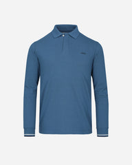 Polo Pique Liso Manga Larga Azul Grisaseo