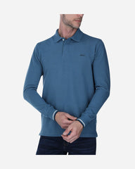 Polo Pique Liso Manga Larga Azul Grisaseo
