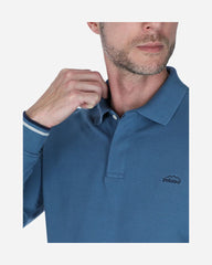 Polo Pique Liso Manga Larga Azul Grisaseo