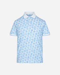 Polo Pique Estampado Floral Azul Claro