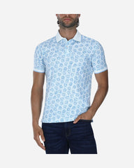 Polo Pique Estampado Floral Azul Claro