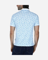 Polo Pique Estampado Floral Azul Claro