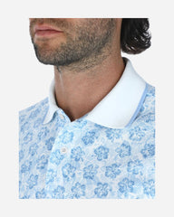 Polo Pique Estampado Floral Azul Claro